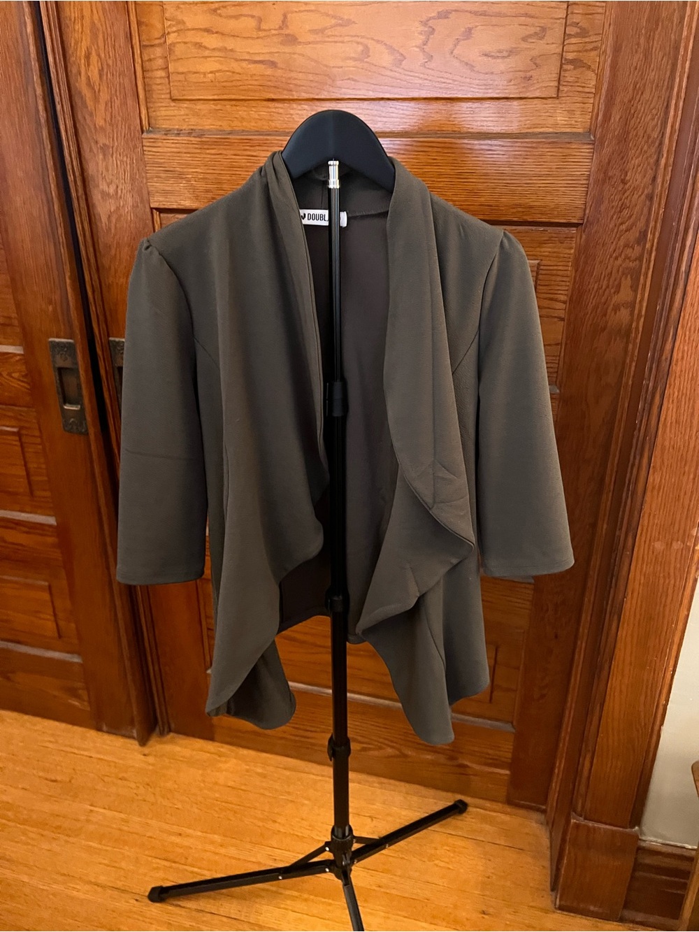 Doublju AMAZON Gray Draped Open Blazer